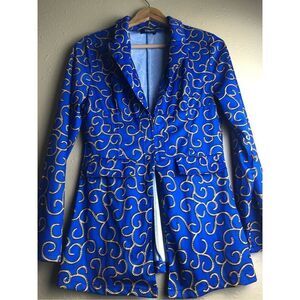 Chicme All Over Print Blue Blazer Size L